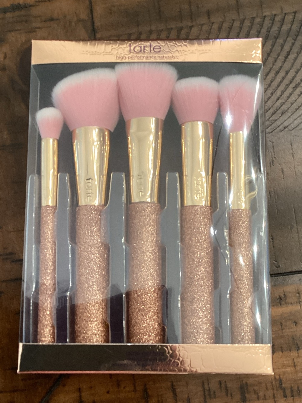 tarte Pink & Rose Gold 5-Piece Glitter Handle Makeup Brush Set